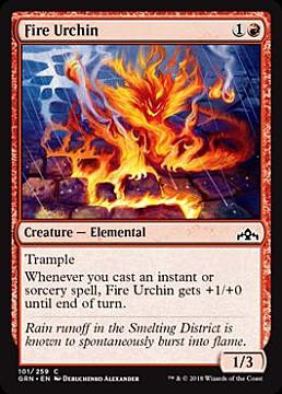 mtg fire urchin whenever card cast instant sorcery ravnica guilds arena cards spoiler decks pauper spell archetypes limited draw gatherer