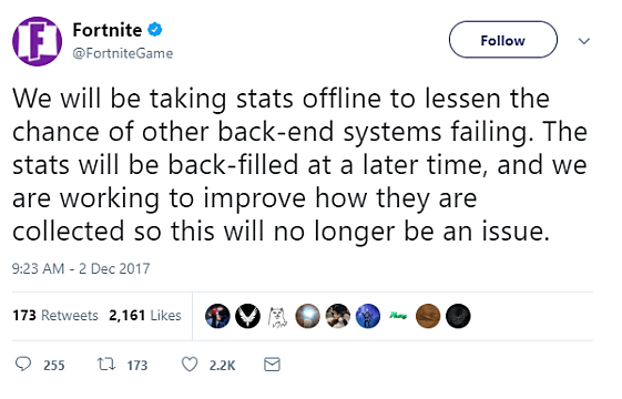 hopefully that s true about it not happening again in the future - fortnite stats not updating 2019