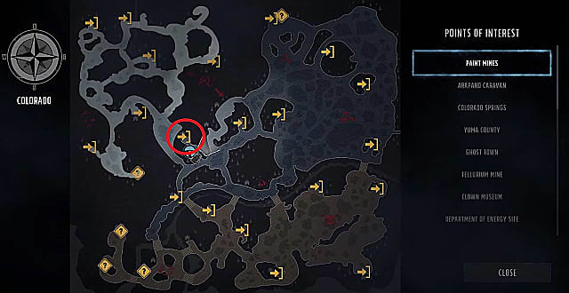 Wasteland 3 map showing the location of the Kumite: A History skill book in Garden of the Gods.