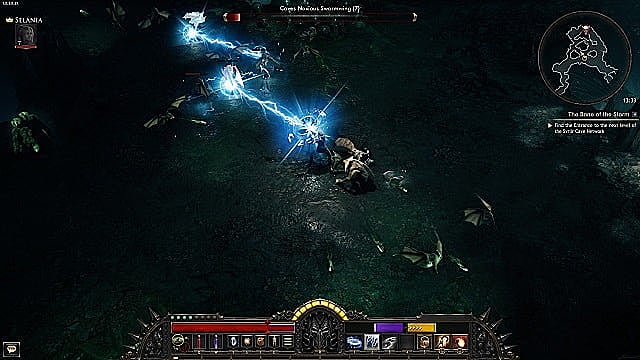 Attacking an enemy in Wolcen using electricity ability.