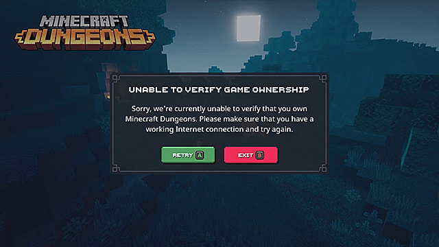 dungeons minecraft verify unable ownership fix game gameskinny