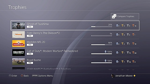 ps4 trophy system