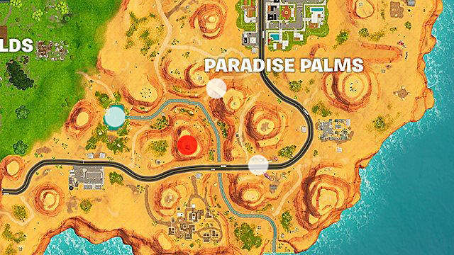 close up of the fortnite map showing paradise palms - week 2 challenges fortnite search between