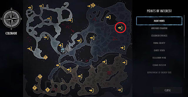 Wasteland 3 map showing the location of the You