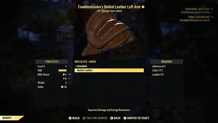 fallout 76 leather armor mods