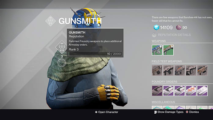 destiny how to rank up gunsmith destiny how to rank up gunsmith