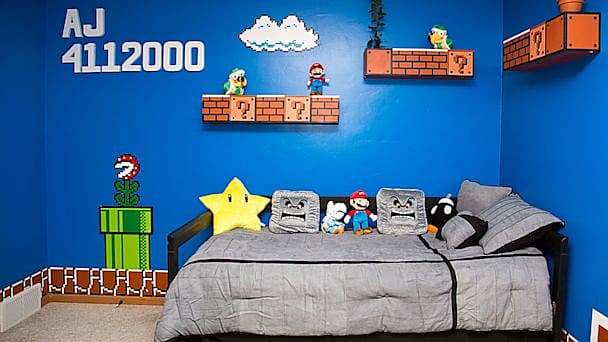 Slideshow Dad Creates The Ultimate Mario Bedroom For His Teenage Daughter Super Mario Bros - mario theme song sheet roblox