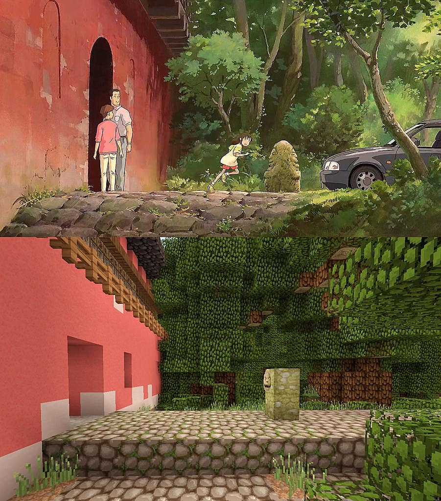 Miyazaki Fan Recreates Spirited Away in Minecraft Slide