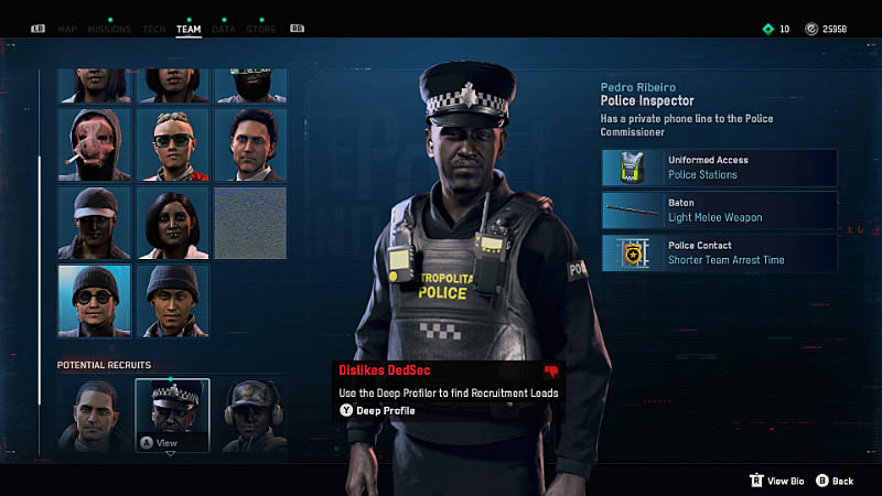 Watch Dogs Legion police inspector uniformed access in profile