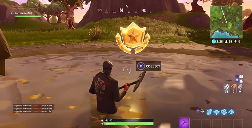 collecting a battle star while halfway submerged in fortnite - search fortnite