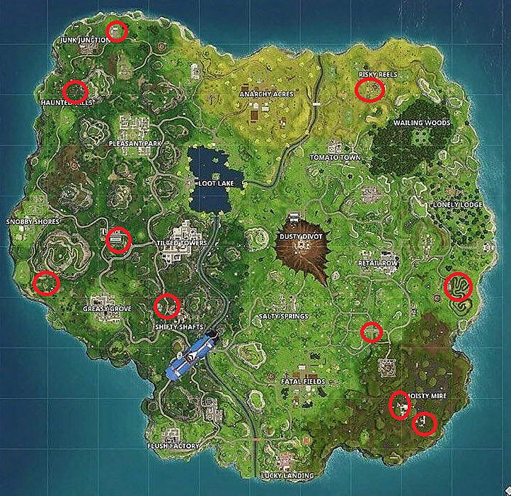 fortnite camera locations map - week 2 fortnite cheat sheet