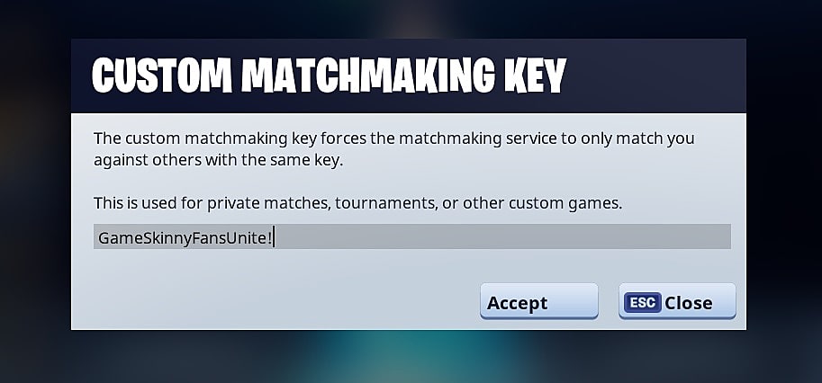 the grey and white box to enter your fortnite matchmaking key - random fortnite account generator pc