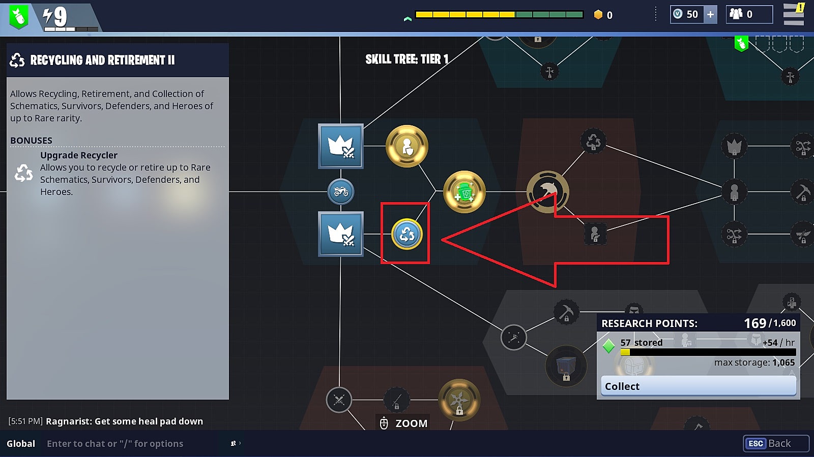 unlocking recycling and retirement ii - where is the skill tree in fortnite