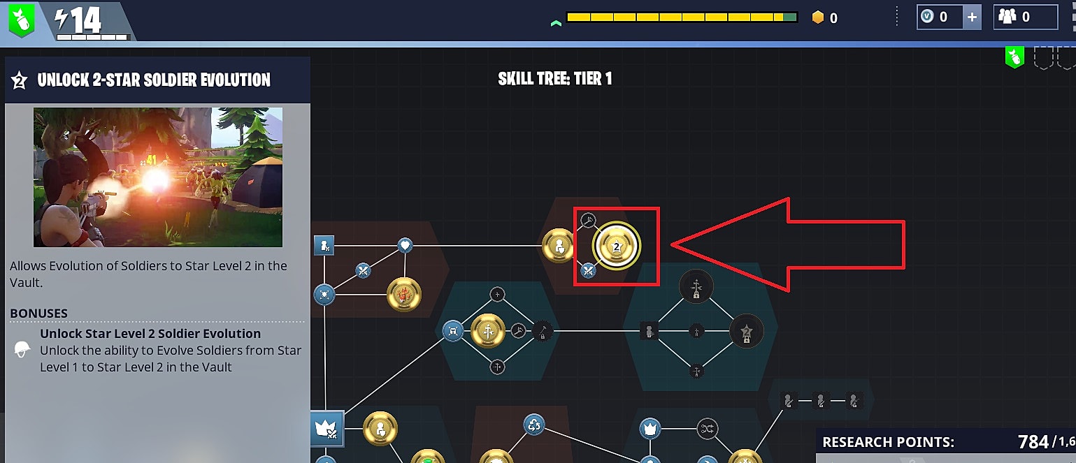 unlocking the 2 star soldier evolution skill node - how many levels in fortnite save the world