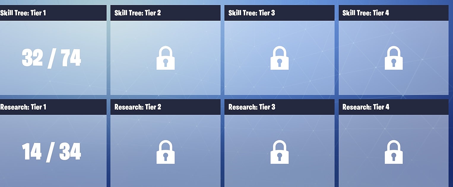 yeah there s a lot to unlock here - fortnite save the world research points