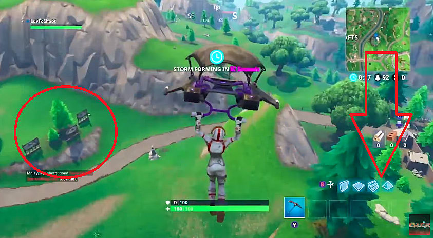 fortnite battle star landing location circled in red - week six fortnite challenges