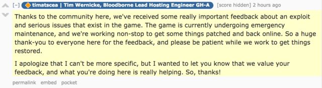 Bloodborne servers offline for  Emergency Maintenance  for a several days   Bloodborne - 64