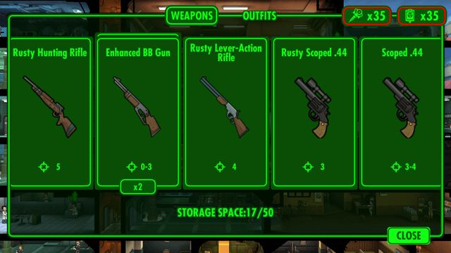 fallout shelter weapon scaling