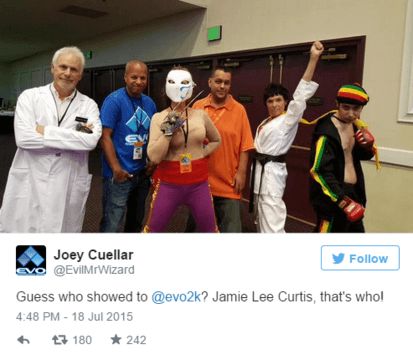 Jamie Lee Curtis Dons Street Fighter Costume While Attending Evo 2015 Street Fighter V
