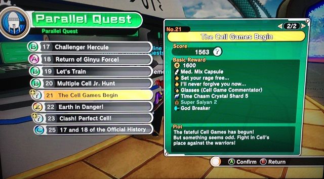 dbz xenoverse parallel quests