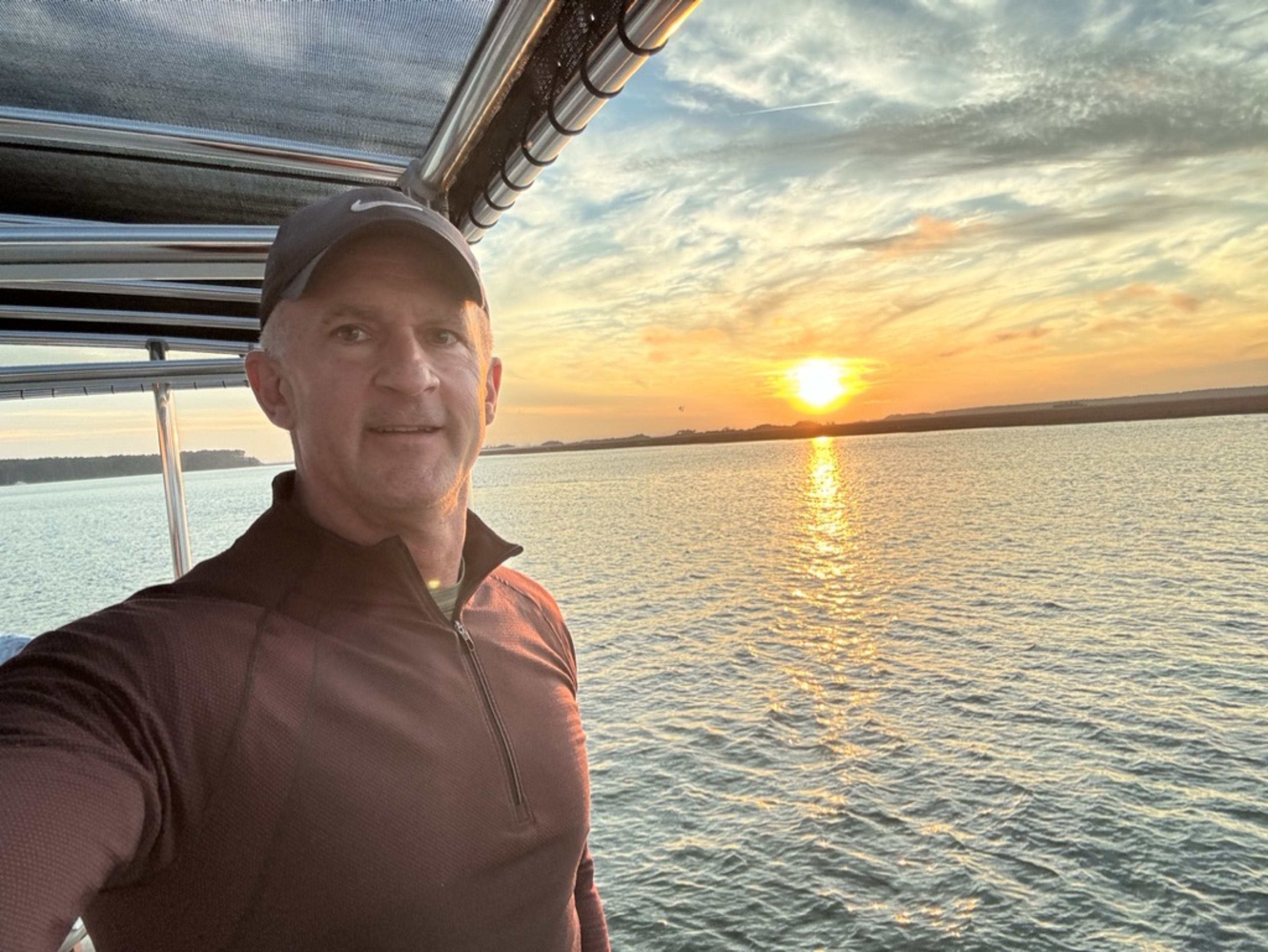 Bill on the water at sunrise. The second half of life, lived.