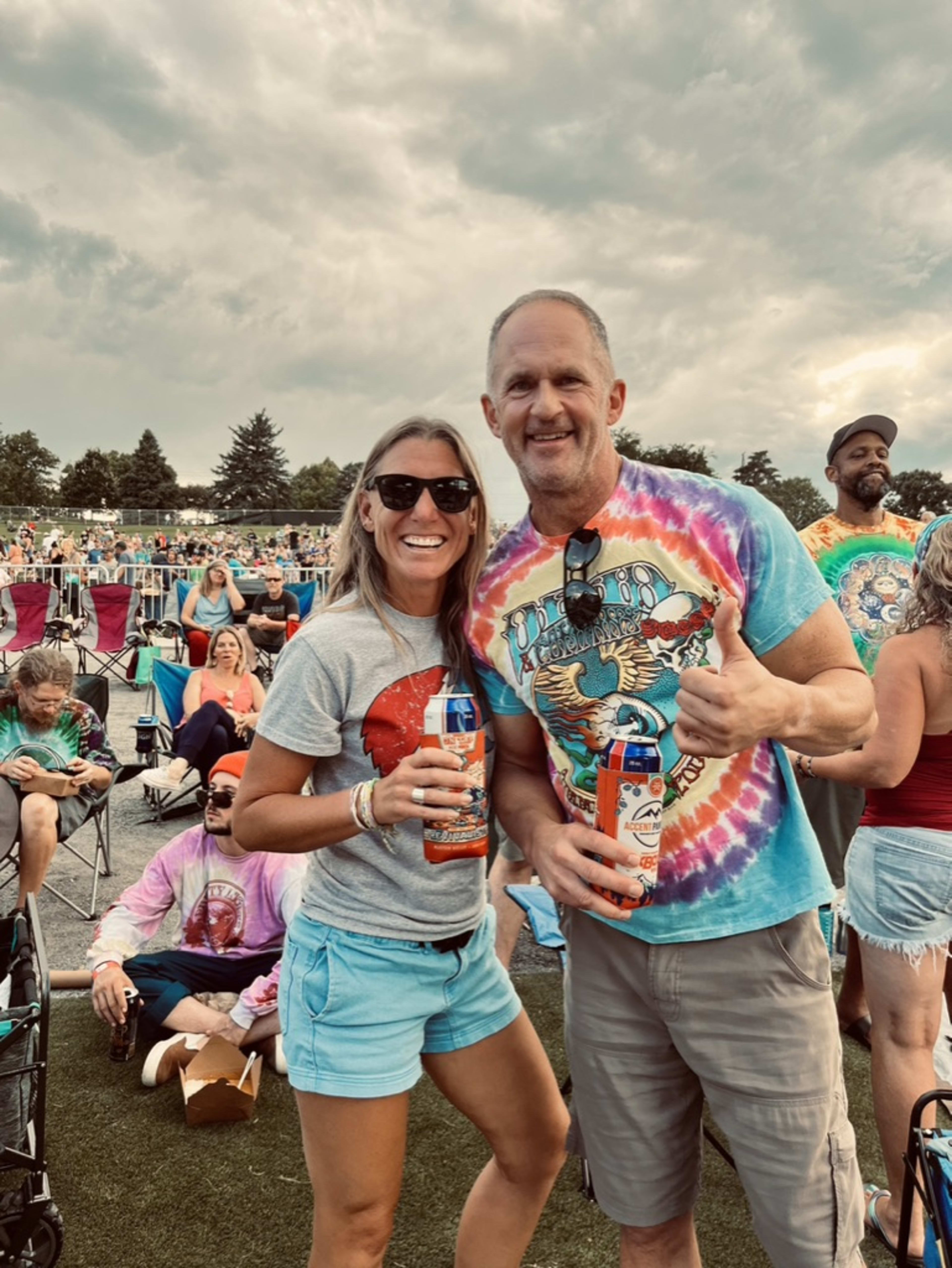 Bill Douglas, fit and grinning at an outdoor concert. Proof, not pity.