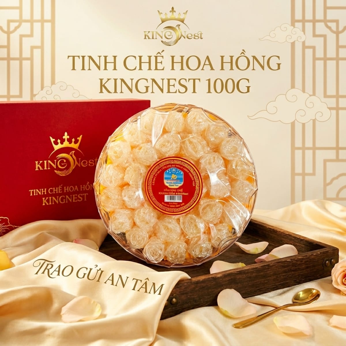 Yến tinh chế hoa hồng
