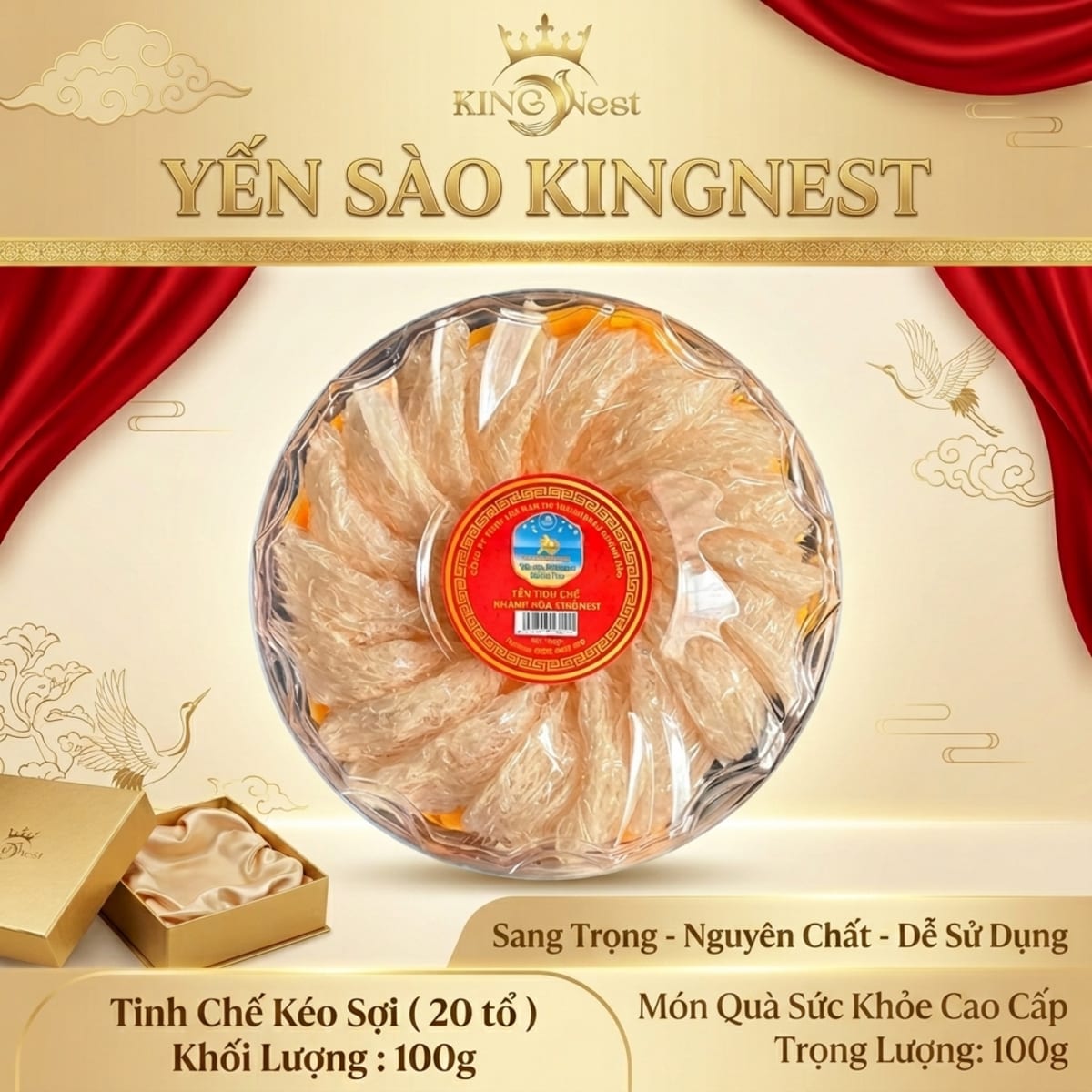 Yến tinh chế sợi ngắn loại 20 tổ