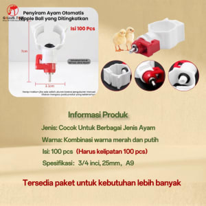 Foto Nipple Drinker Otomatis Ayam Tipe A9 Merah Putih - Pack 100 Pcs - InfoBroiler