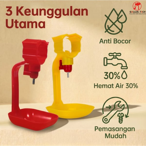 Foto LT-A9 Nipple Drinker Ayam dengan Mangkuk 3/4 Inci Paket Grosir 100 pcs sudut 2 - InfoBroiler