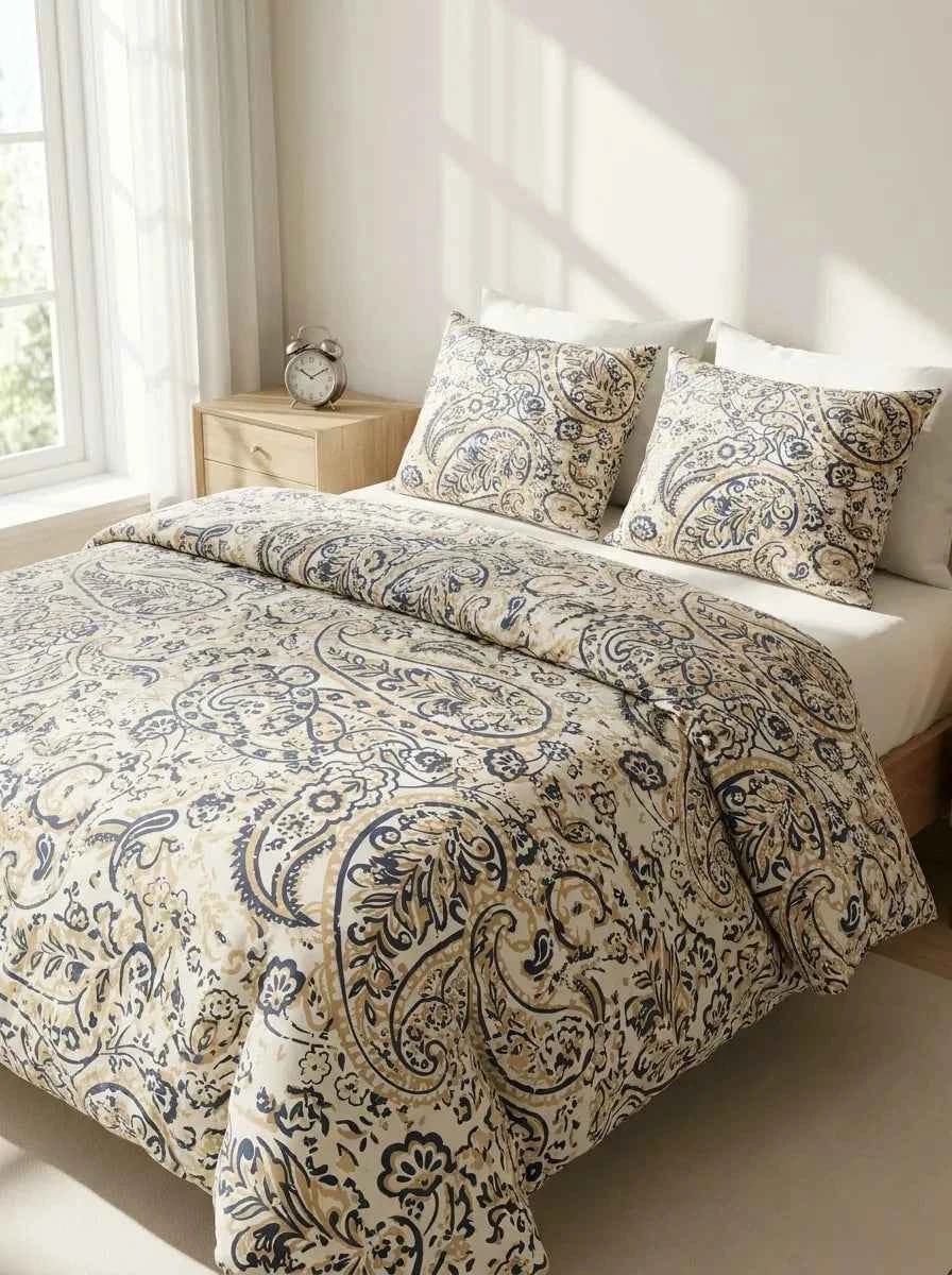 Premium Blue Paisley Quilted Bedspread Set - 3-Piece Collection