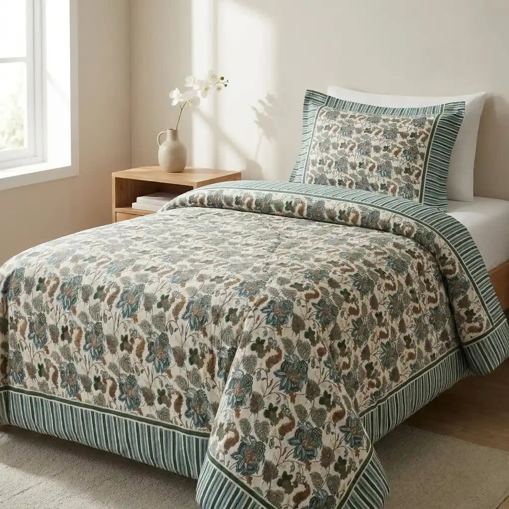 Vintage Sage-Single Bedsheet Pair - Baytak Noor
