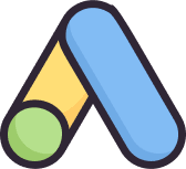 Adwords Icon With A Blue And Green Ball Representing Home.