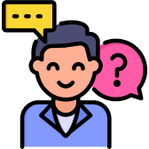 A Cartoon Of A Man With Speech Bubbles At Home.