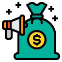An Icon Of A Megaphone Next To A Bag Filled With Money, Symbolizing Financial Announcements Or Marketing Investments, Perfectly Illustrates The Significance Of Google Ads Management Services.