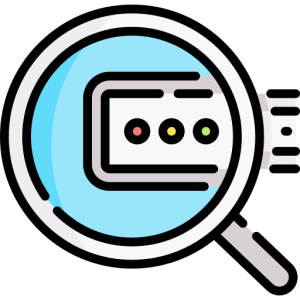 A Magnifying Glass Zooms In On A Browser Window With Three Colored Dots In The Top Right Corner, Signifying A Close-Up View Of A Web Interface, Perfectly Highlighting Local Seo Services For Small Businesses.