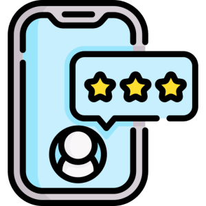 An Illustration Of A Mobile Phone Displaying A Person&Apos;S Profile Picture And A Chat Bubble With Three Yellow Stars, Symbolizing A User Rating Or Review, Effectively Showcases How Local Social Media Marketing Agencies Can Boost Client Reputation.