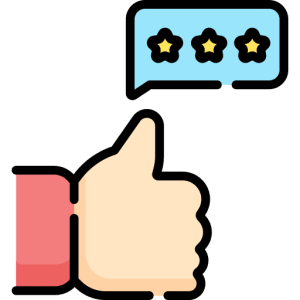 A Thumbs-Up Hand Gesture With A Speech Bubble Above Showing Three Gold Stars On A Light Blue Background, Embodying The Excellence Of A Top-Tier Review Management Agency.