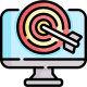 Illustration Of A Computer Monitor Displaying A Target With An Arrow In The Bullseye, Symbolizing The Precision Or Focus Of A Local Social Media Marketing Agency.