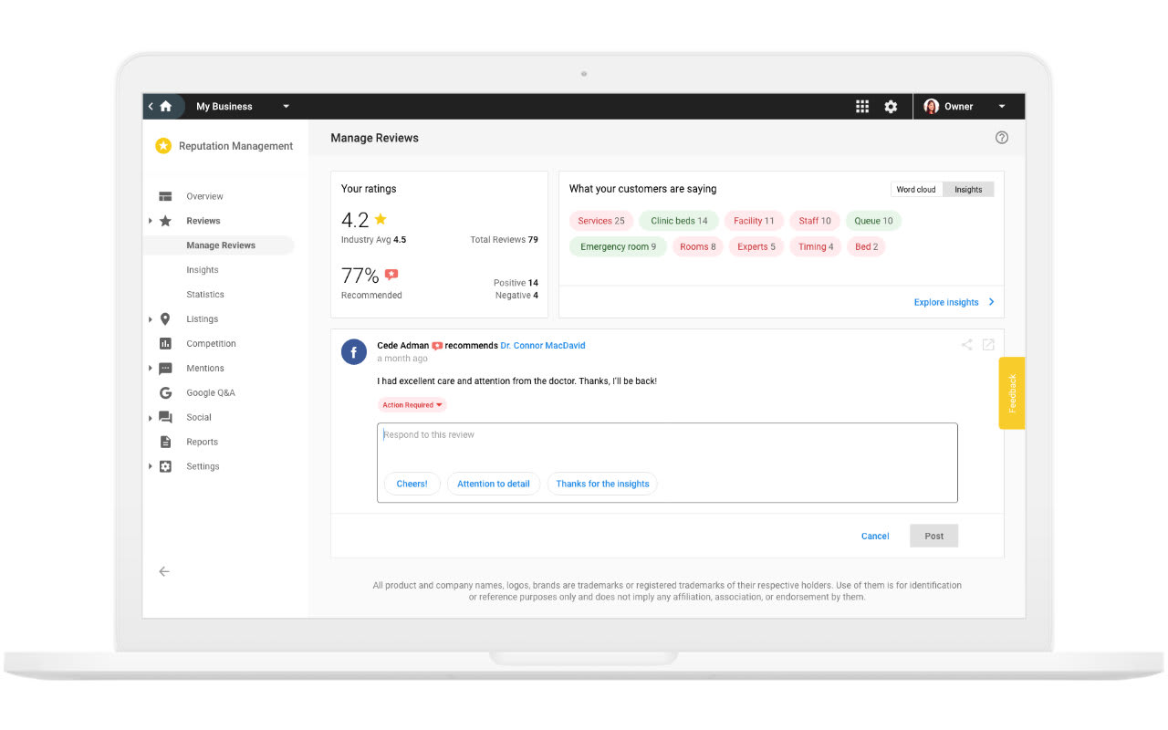 Maneja tus reseñas desde Reputation Management