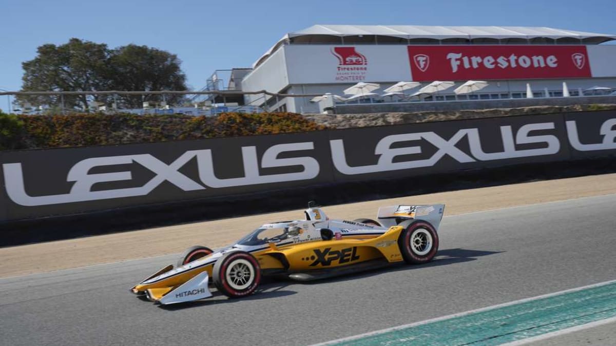 image of the races at the 2022 Firestone Grand Prix of Monterey IndyCar, at WeatherTech Laguna Seca.
