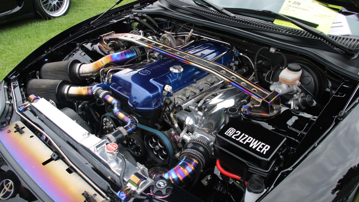 engine compartment of a Toyota Supra