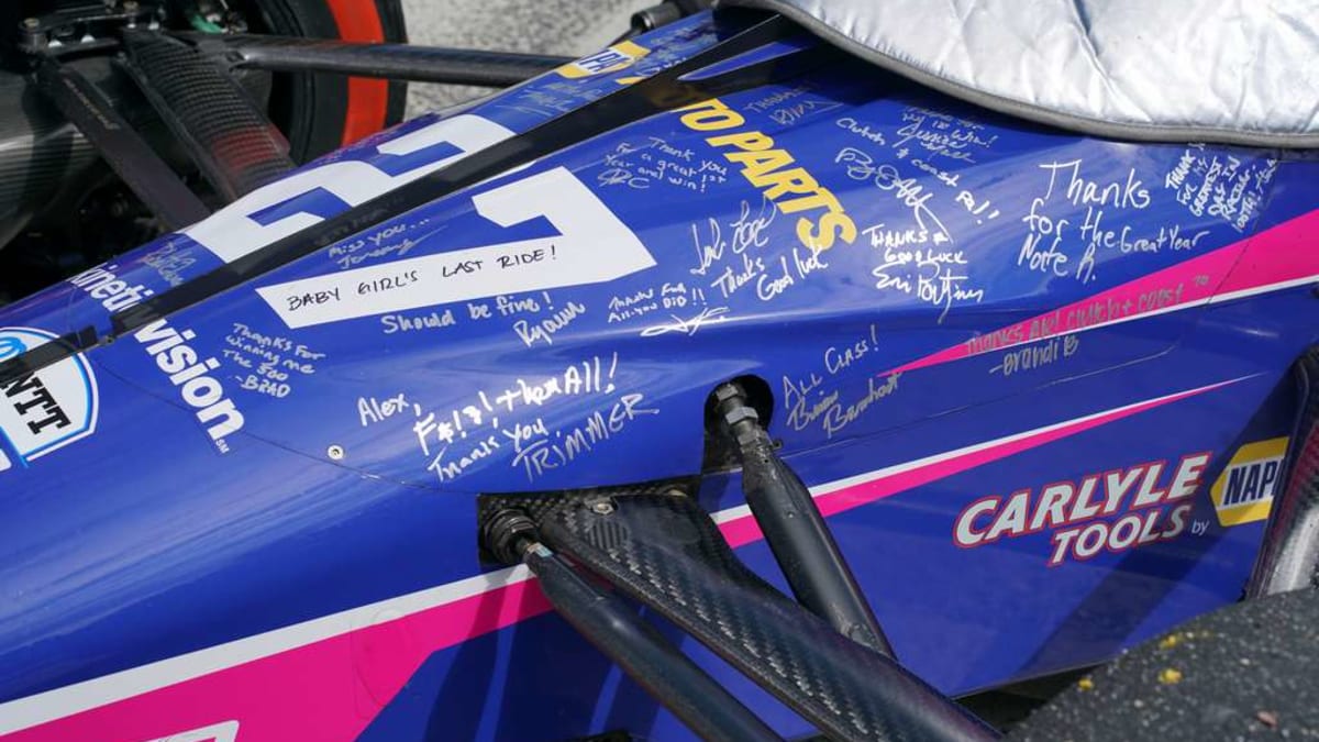 image of Alexander Rossi's race car after his last race with Andretti Autosport.
