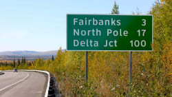 freeway sign with North Pole on it