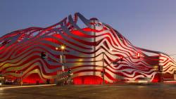 The front of The Petersen Automotive Museum in Los Angeles.