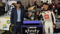 winners podium after the final race at Fontana, an Xfinity Series race.