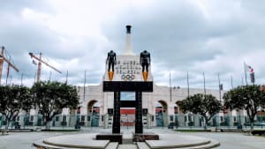 the sign from the Olympics, at the front entrance to L.A. Memorial Coliseum.