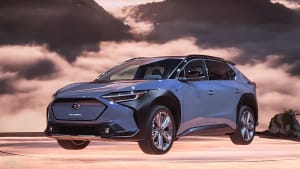 Subaru Solterra on display at the LA Auto Show 2021