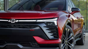 image of the front of a very red 2024 Chevrolet Blazer EV