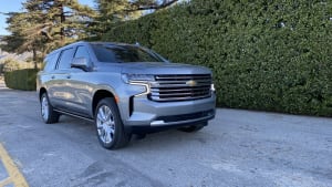 image of the 2023 Chevrolet Suburban High Country at the Santa Anita Racetrack parking lot